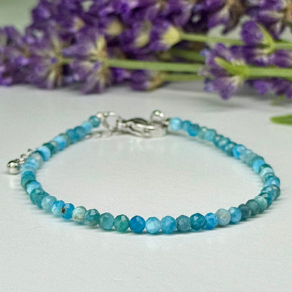 Blue Apatite // 3mm // Faceted // Adjustable Bracelets
