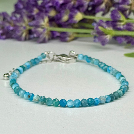 Blue Apatite // 3mm // Faceted // Adjustable Bracelets