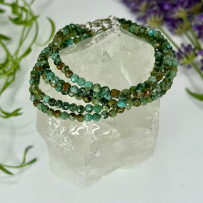 Africa Turquoise // 3mm // Faceted // Adjustable Bracelet
