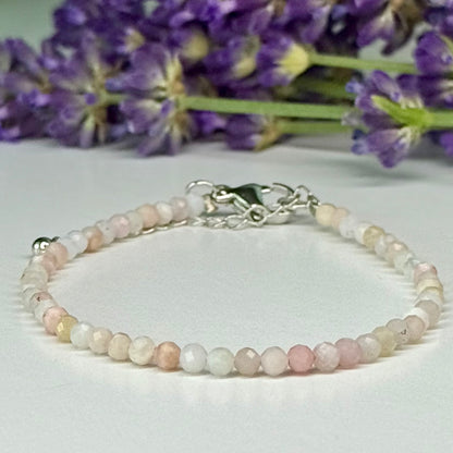 Morganite // 3mm // Faceted // Adjustable Bracelet