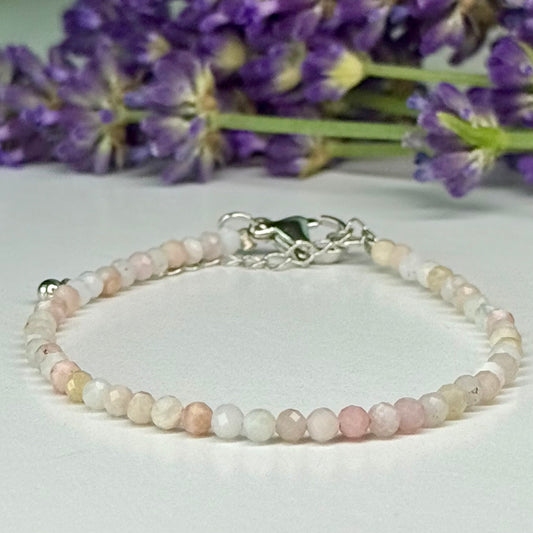 Morganite // 3mm // Faceted // Adjustable Bracelet