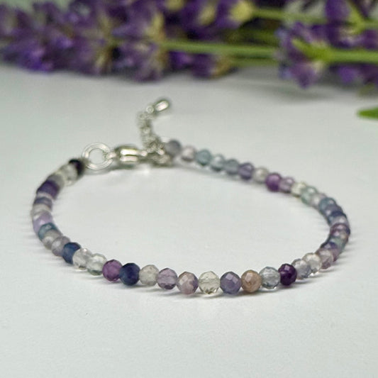 Fluorite // Rainbow // 3mm // Adjustable Bracelet