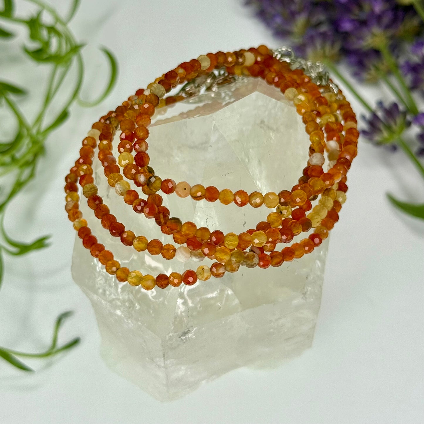 Banded Carnelian // 3mm // Faceted // Adjustable Bracelet