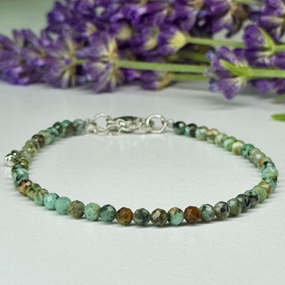 Africa Turquoise // 3mm // Faceted // Adjustable Bracelet