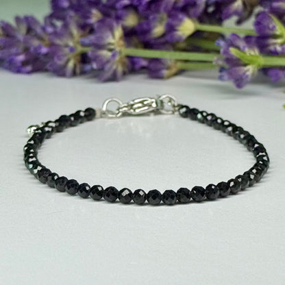 Black Spinel // 3mm // Faceted // Adjustable Bracelet