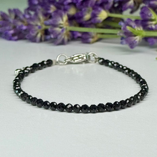 Black Spinel // 3mm // Faceted // Adjustable Bracelet