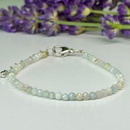 Morganite // 3mm // Faceted // Adjustable Bracelet