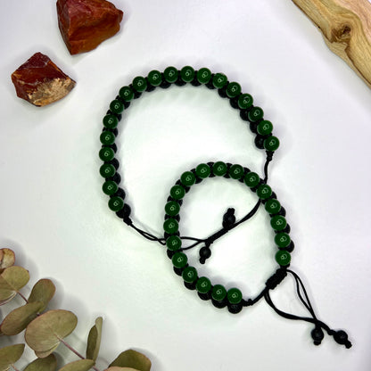 Jade // Lava // Woven Bracelet // 8mm