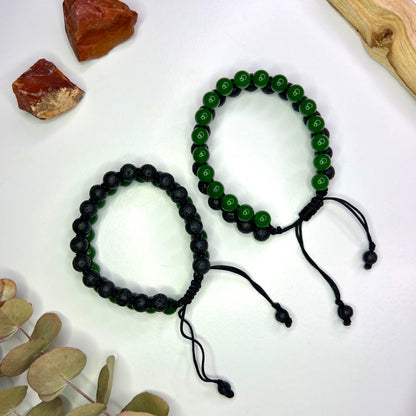 Jade // Lava // Woven Bracelet // 8mm