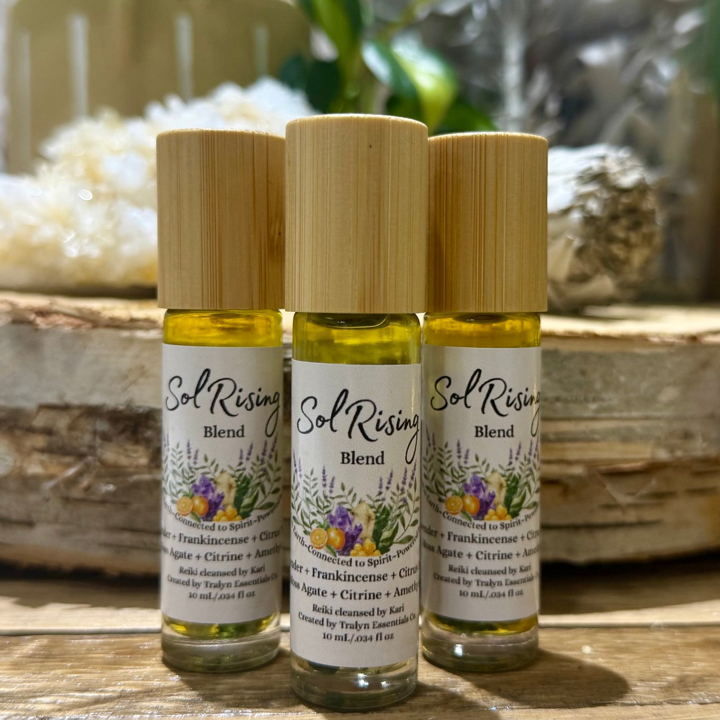 SolRising Blend // Essential Oil Roll-on //  Crystal + Reiki Infused