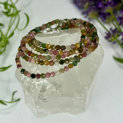 Tourmaline // Watermelon // 3mm // Adjustable Bracelet
