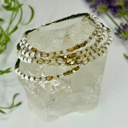 Citrine // Howlite // Hematite // 3mm // Faceted // Adjustable Bracelet