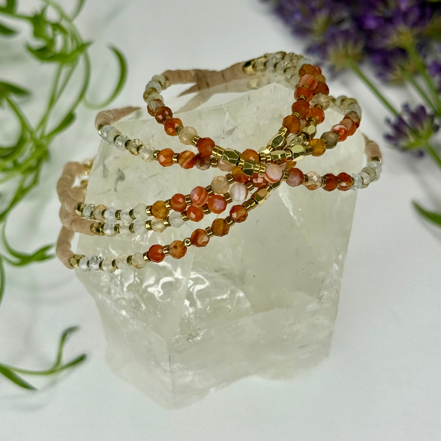 Carnelian // Citrine // Sunstone // 3mm // Faceted // Adjustable Bracelet