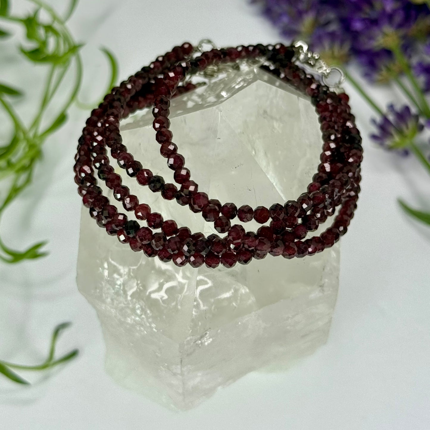 Garnet // 3mm // Faceted // Adjustable Bracelet