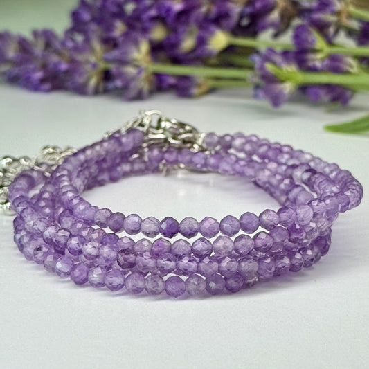 Amethyst // Faceted // 3mm // Adjustable Bracelet