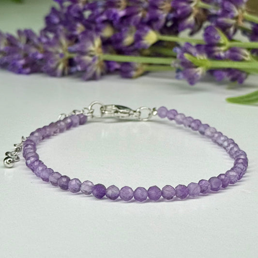 Amethyst // Faceted // 3mm // Adjustable Bracelet