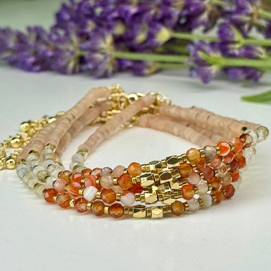 Carnelian // Citrine // Sunstone // 3mm // Faceted // Adjustable Bracelet