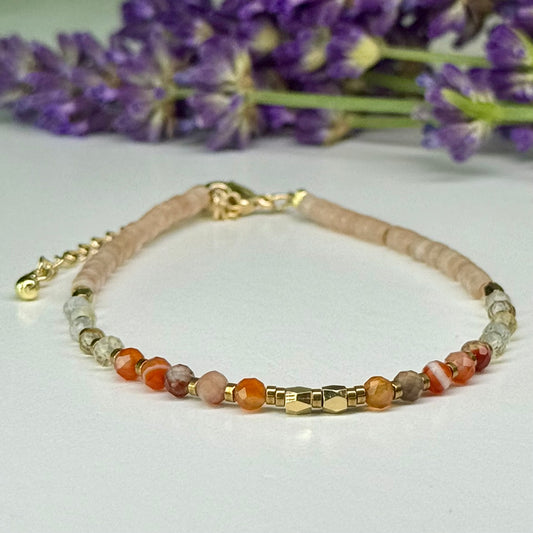 Carnelian // Citrine // Sunstone // 3mm // Faceted // Adjustable Bracelet