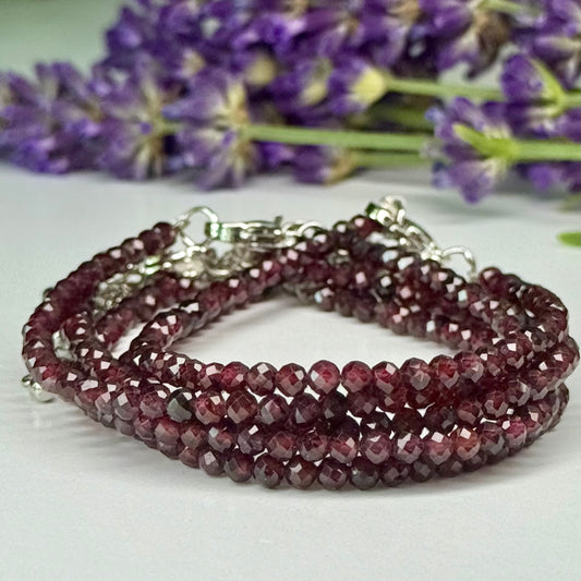 Garnet // 3mm // Faceted // Adjustable Bracelet