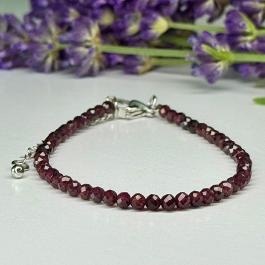 Garnet // 3mm // Faceted // Adjustable Bracelet