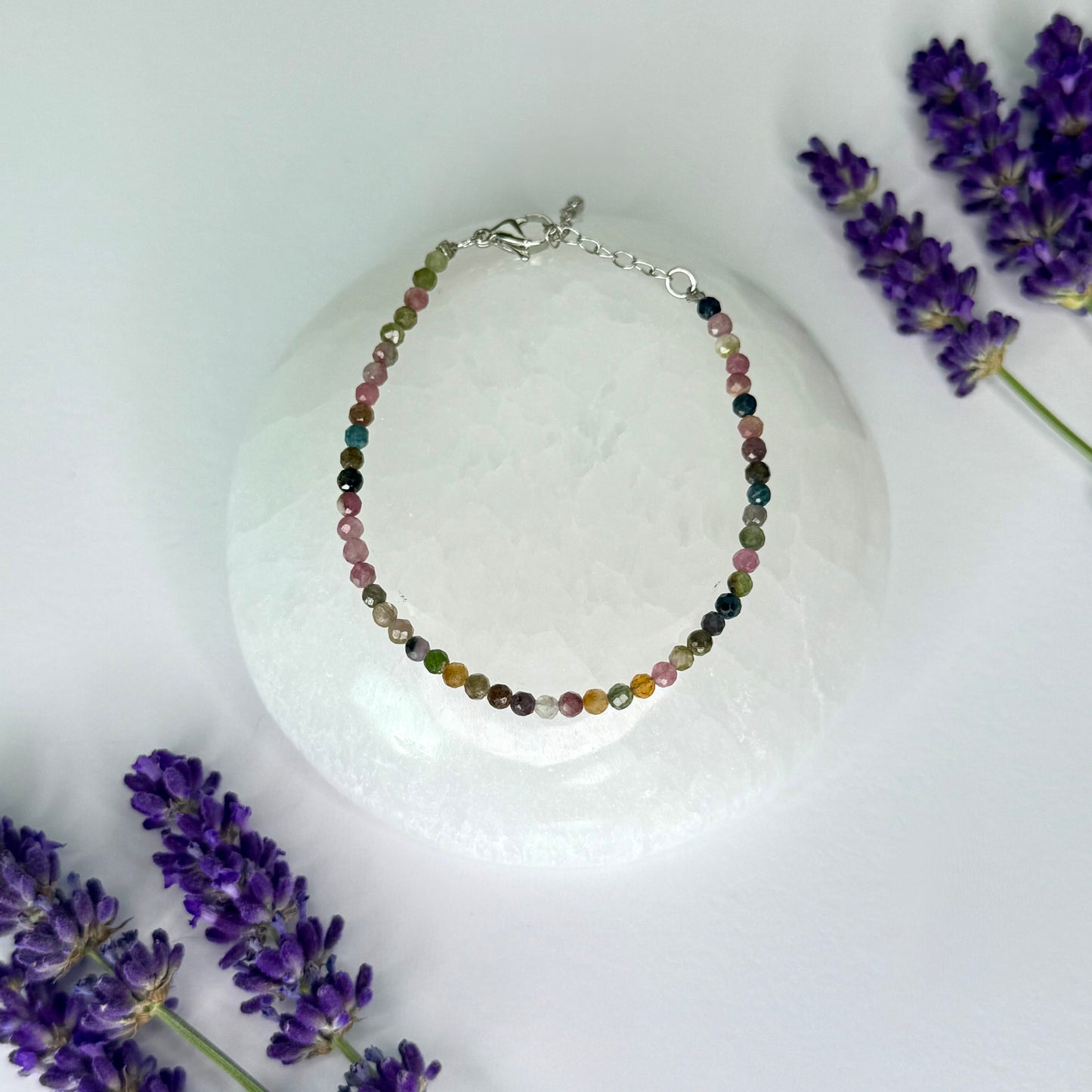 Tourmaline // Watermelon // 3mm // Adjustable Bracelet