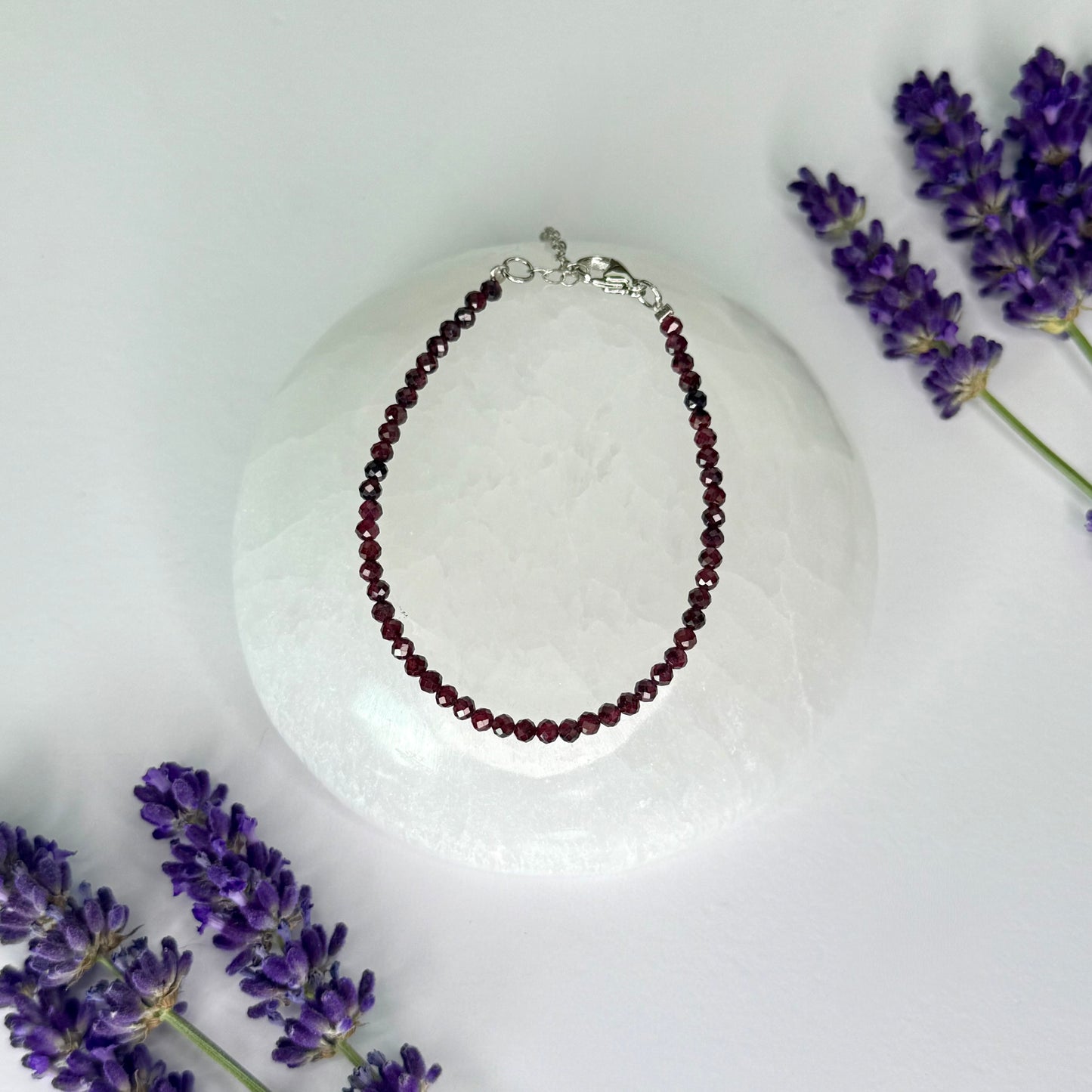 Garnet // 3mm // Faceted // Adjustable Bracelet