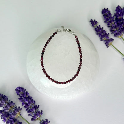 Garnet // 3mm // Faceted // Adjustable Bracelet
