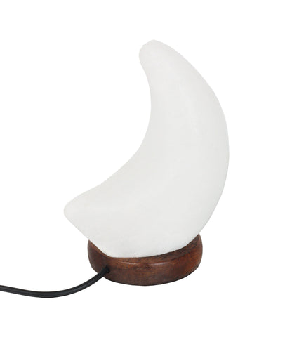 Crystal Himalayan Salt Lamp Moon Light Polished Stone: White Moon - SolRising The Rock Shop