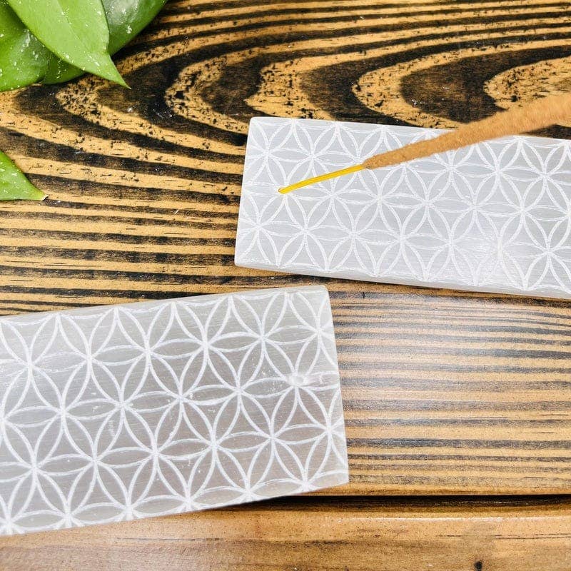 Selenite Incense Burner // Flower of Life
