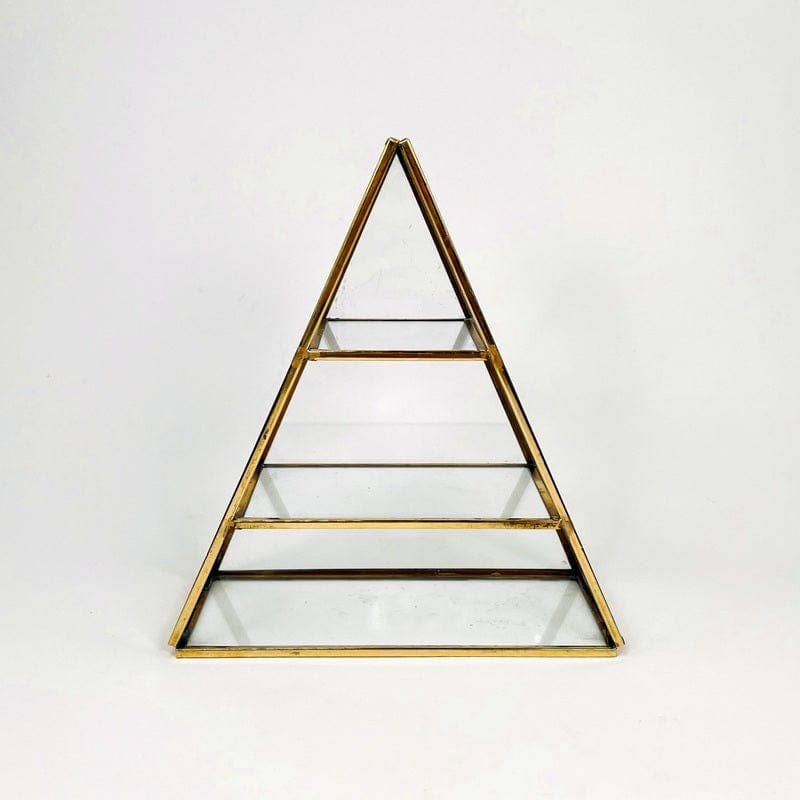 Crystal Display Shelf Brass and Glass Display