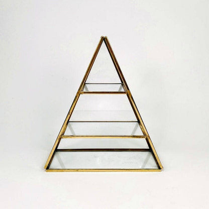 Crystal Display Shelf Brass and Glass Display