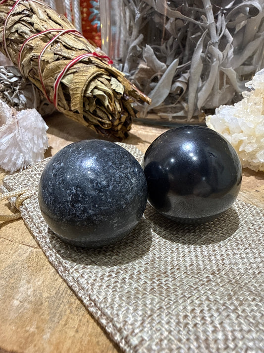 Shungite + Steatite Harmonizers // Spheres - SolRising The Rock Shop